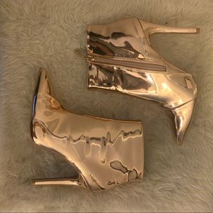 Gold Metallic Heeled Booties